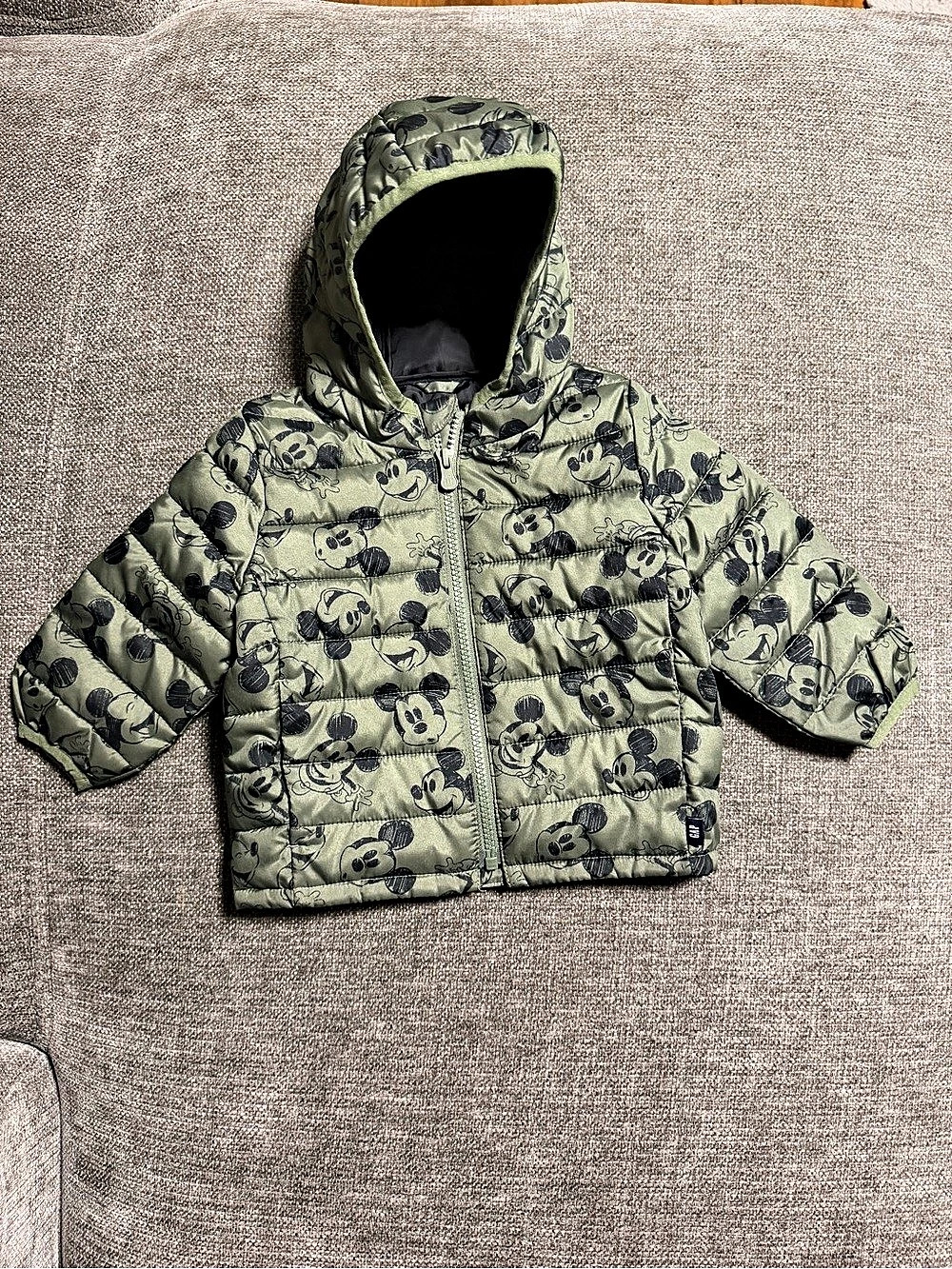Disney Baby Floral Puffer Jacket Green 12-18 Months Like New